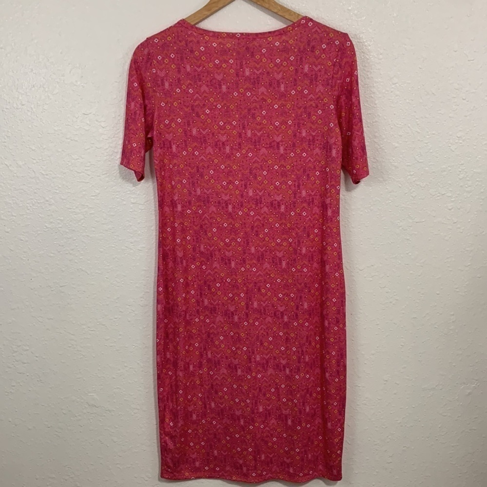Lularoe Pink Abstract Print Julia Casual Knee Length Dress Size M - Picture 5 of 5